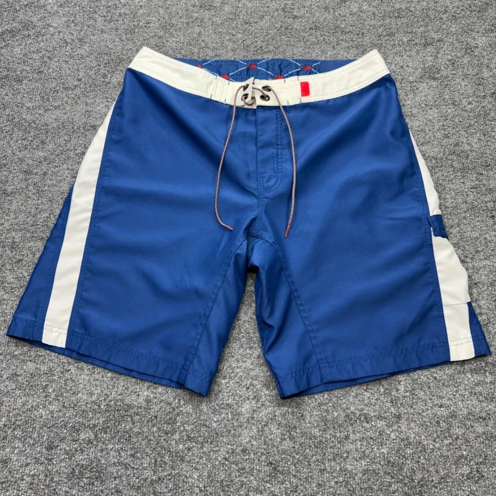 The North Face Mens Blue White Colorblock Board Shorts Swim Trunks Size 34